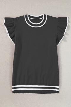 Wilhelmina - Knit Top with Contrast Trim — Black