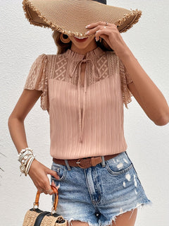 Clementine - Lace Flutter Sleeve Blouse