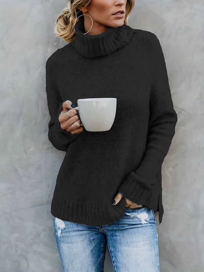 Clara - Chunky Knit Turtleneck — Black
