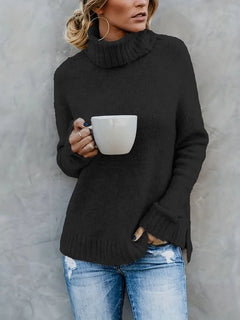 Clara - Chunky Knit Turtleneck — Black