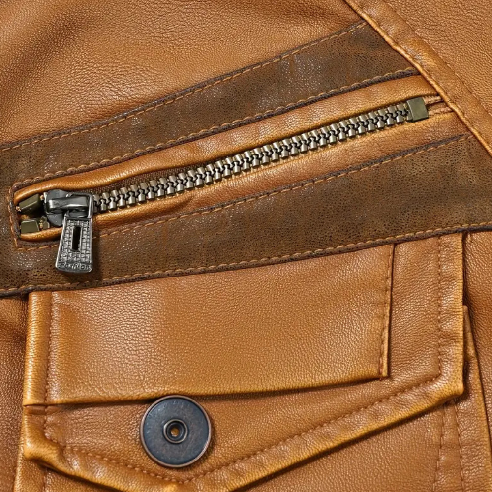 Reuben - Tan Leather Biker Jacket