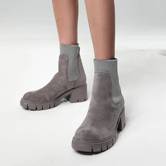 Gwendolyn - Chunky Sole Sock Boots — Grey