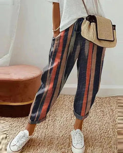 Wilhelmina - Circle Print Linen Trousers — Stripes