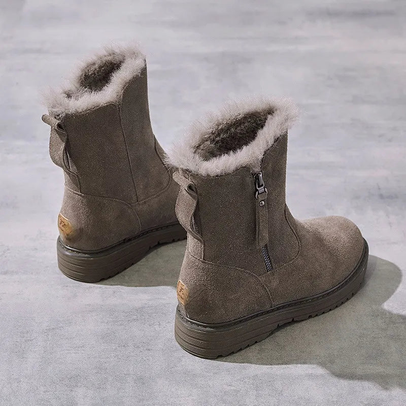 Nadine - Fur Trim Ankle Boots — Brown