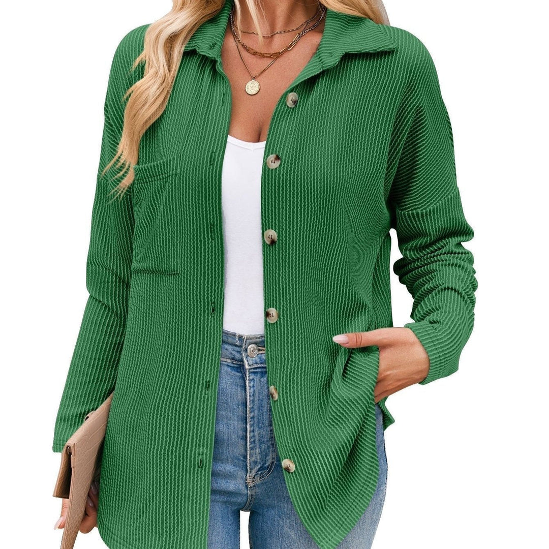 Aria - Textured Button Shirt — Green