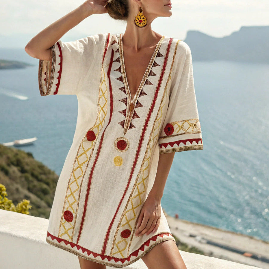 Evadne - Amber Motif Beach Kaftan