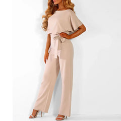 Evangeline - Belted Wide Leg Jumpsuit