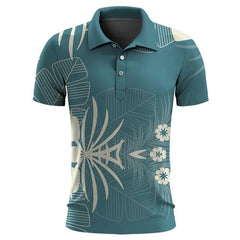 Dashiell - Printed Polo Shirt — Blue-green
