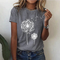 Angelina - Dandelion Print Tee — Grey