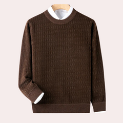 Braxton - Textured Crew Jumper — Brown