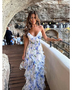 Francesca - Floral Applique Maxi Dress — Floral Wit