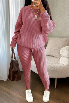 Claire - Ribbed Knit Lounge Set — Roze