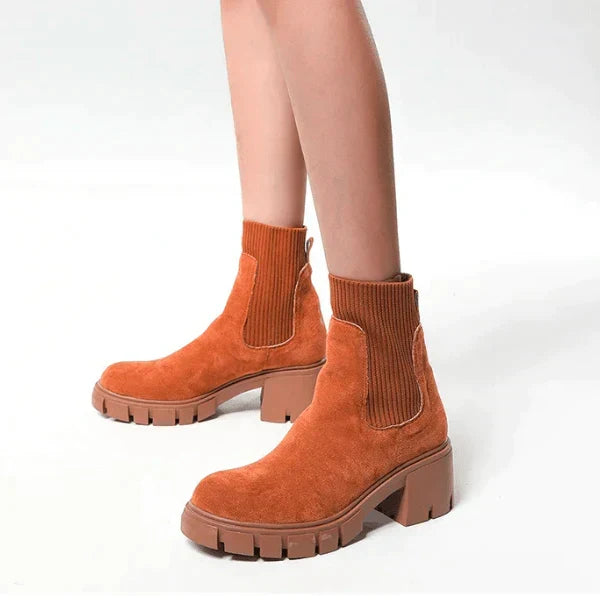 Gwendolyn - Chunky Sole Sock Boots — Brown