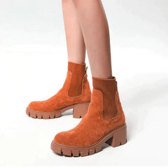 Gwendolyn - Chunky Sole Sock Boots — Brown