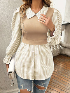 Olivia - Stripe Peplum Blouse