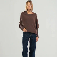 Dominique - Slouchy Off Shoulder Jumper — Brown