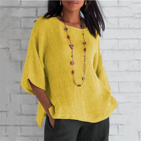 Adrienne - Oversized Linen Top — Yellow