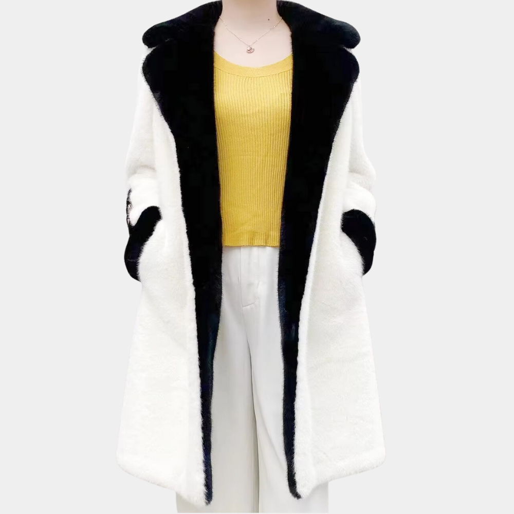 Tiffany - Faux Fur Coat with Contrast Trim