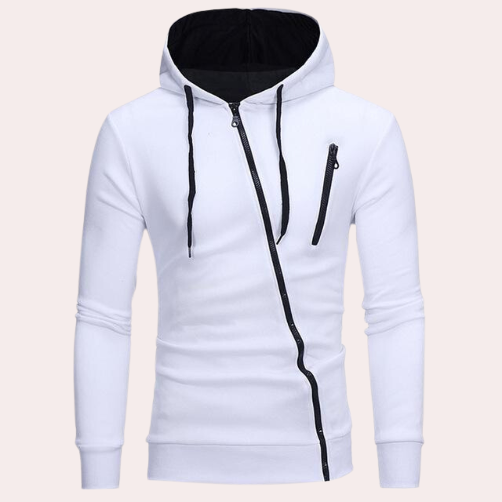 Chandler - Zip Hoodie with Contrast Cord — White