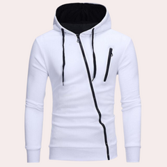 Chandler - Zip Hoodie with Contrast Cord — White