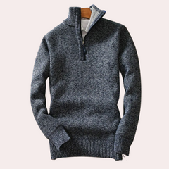Lincoln - Quarter Zip Knit Jumper — Navy blue