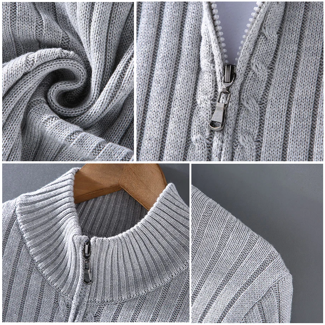 Noah - Fine Ribbed Zip Cardigan