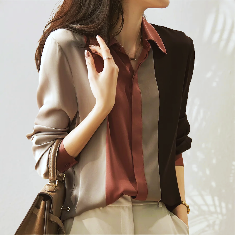 Cora - Colour Block Satin Blouse