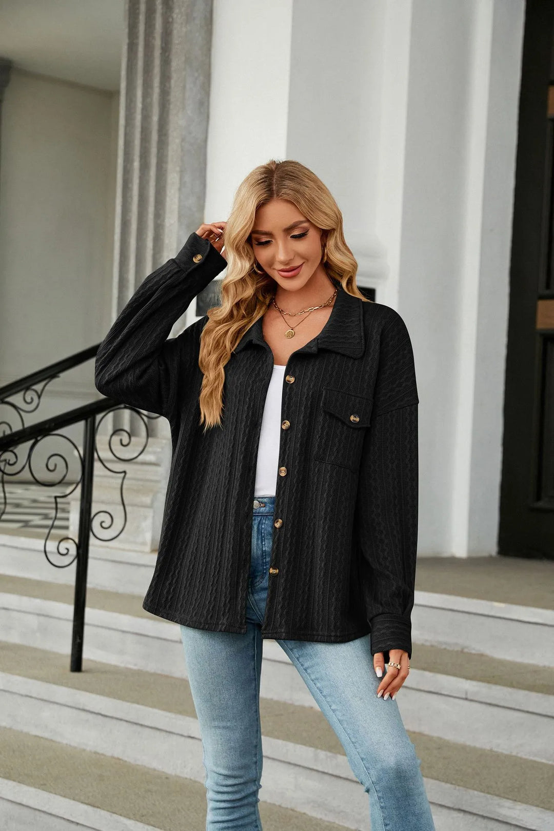 Marian - Textured Button Shacket