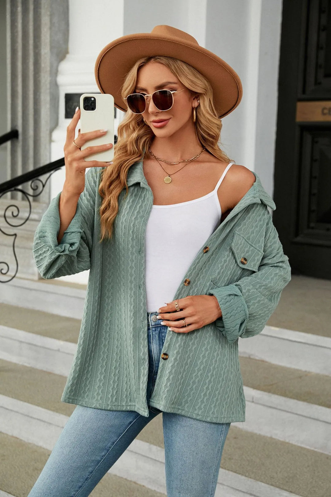 Marian - Textured Button Shacket