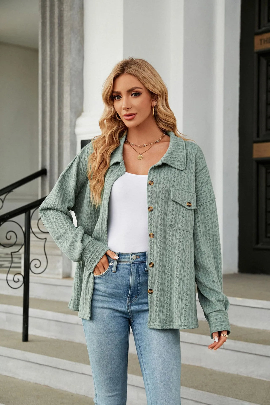 Marian - Textured Button Shacket