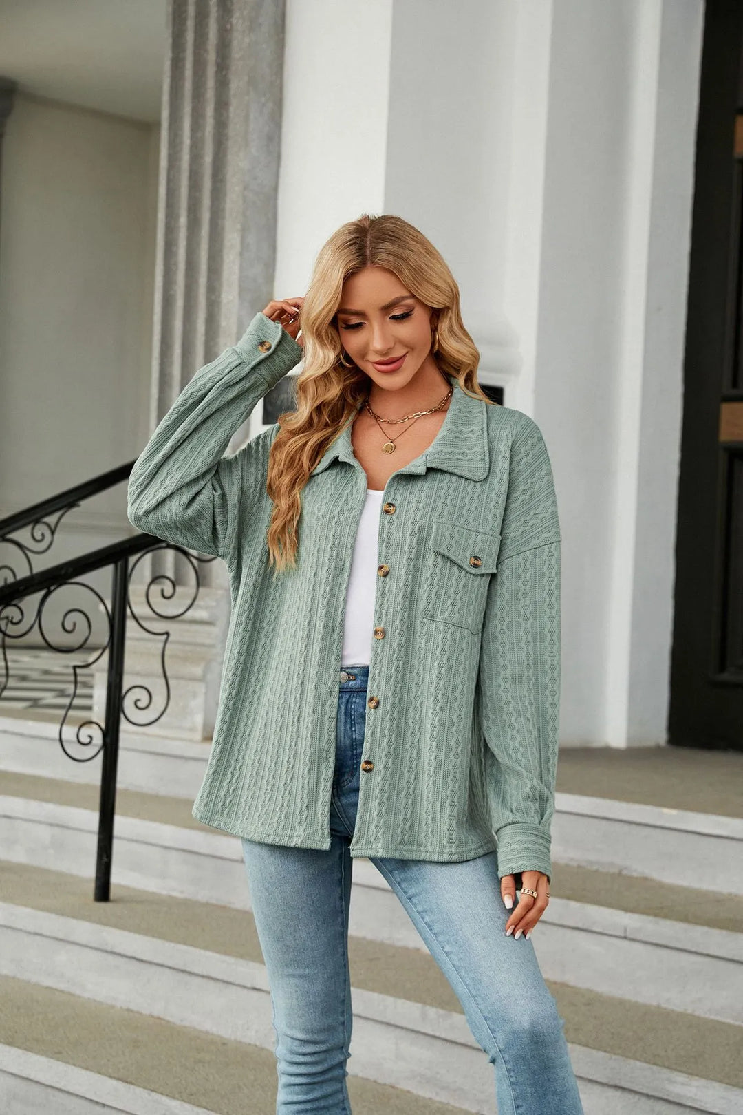 Marian - Textured Button Shacket