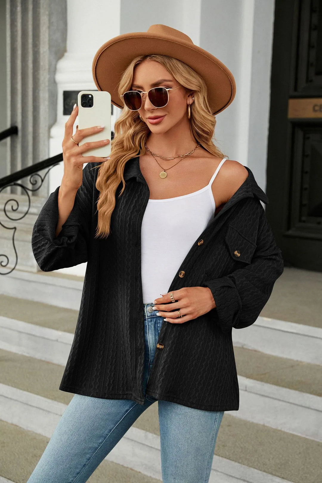 Marian - Textured Button Shacket