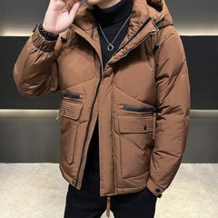 Preston - Padded Hooded Jacket in Tan