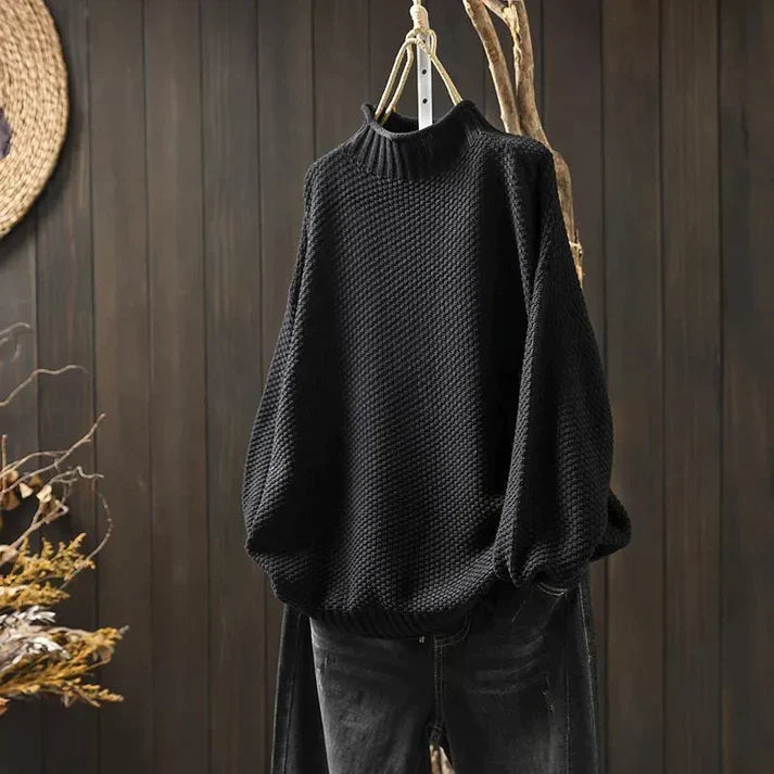 Prudence - Ribbed Turtleneck Jumper — Black