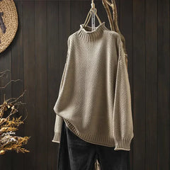 Prudence - Ribbed Turtleneck Jumper — Beige