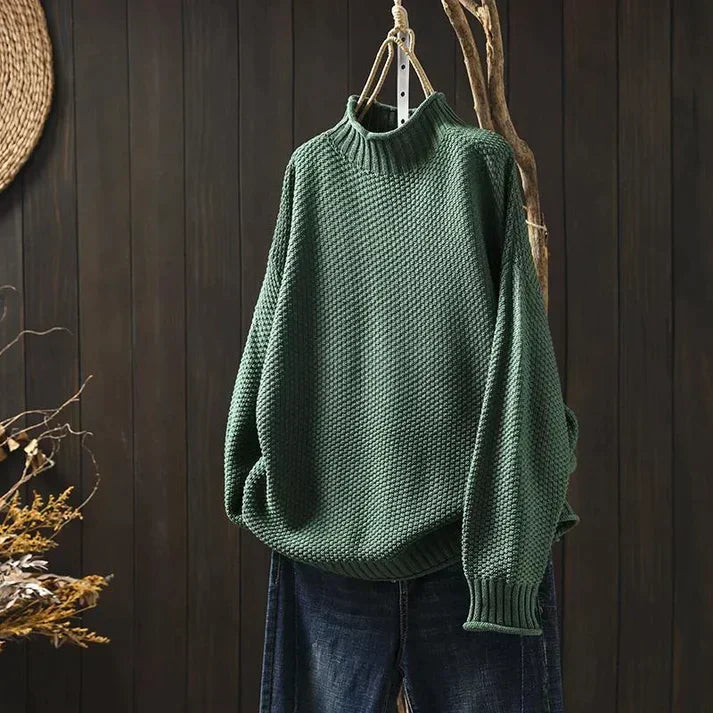Prudence - Ribbed Turtleneck Jumper — Green