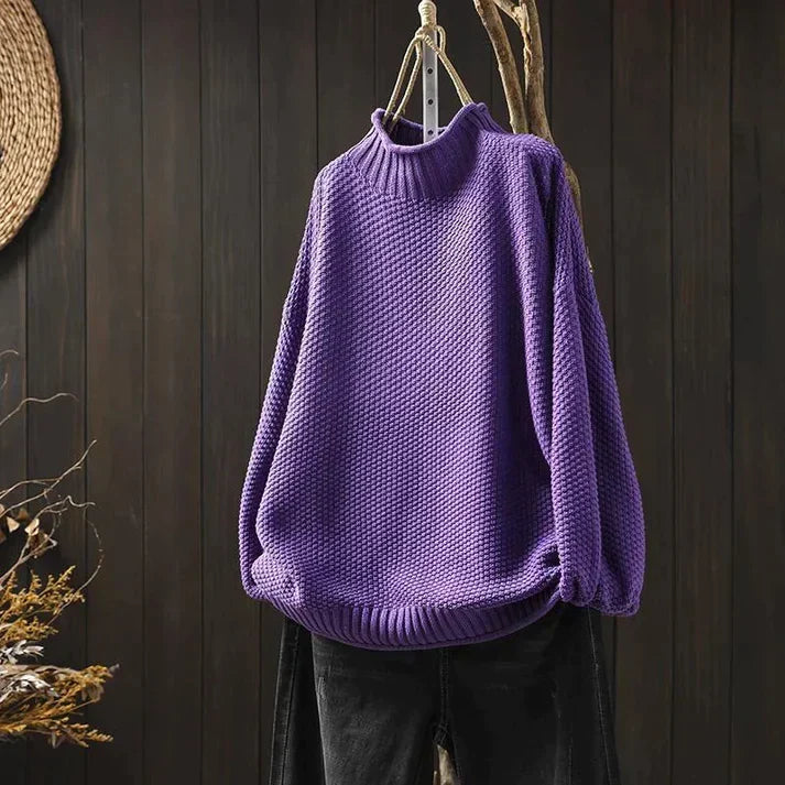 Prudence - Ribbed Turtleneck Jumper — Purple