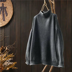 Prudence - Ribbed Turtleneck Jumper — Grey