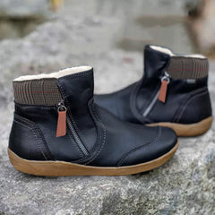 Prudence - Patchwork Panel Ankle Boots — Black