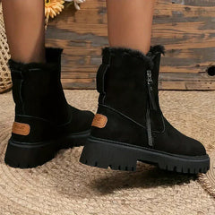 Justine - Suede Fur Trim Zip Boots