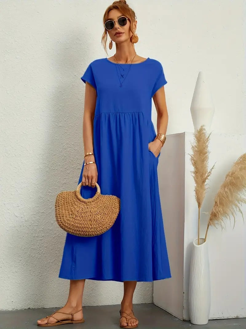 Francesca - Midi Dress with Pockets — Blu