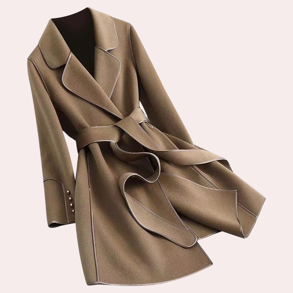 Harriet - Wrap Coat with Tie Belt — Brown