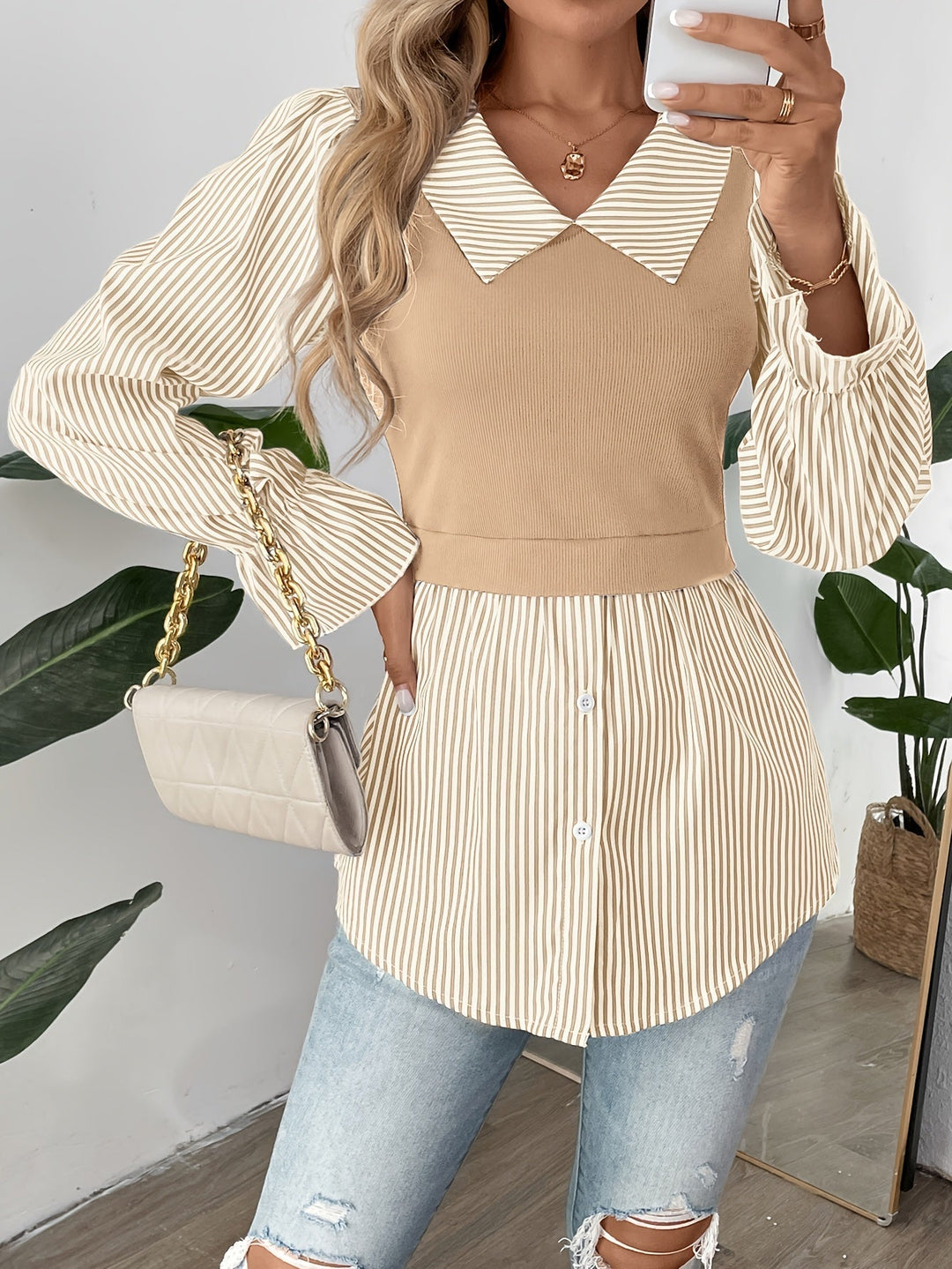 Olivia - Stripe Peplum Blouse