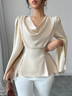 Lavender - Satin Peplum Top