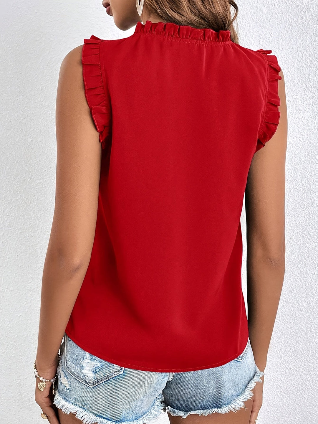 Marguerite - Sleeveless Ruffle Neck Blouse