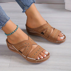 Estelle - Cutout Comfort Sandals — Brown