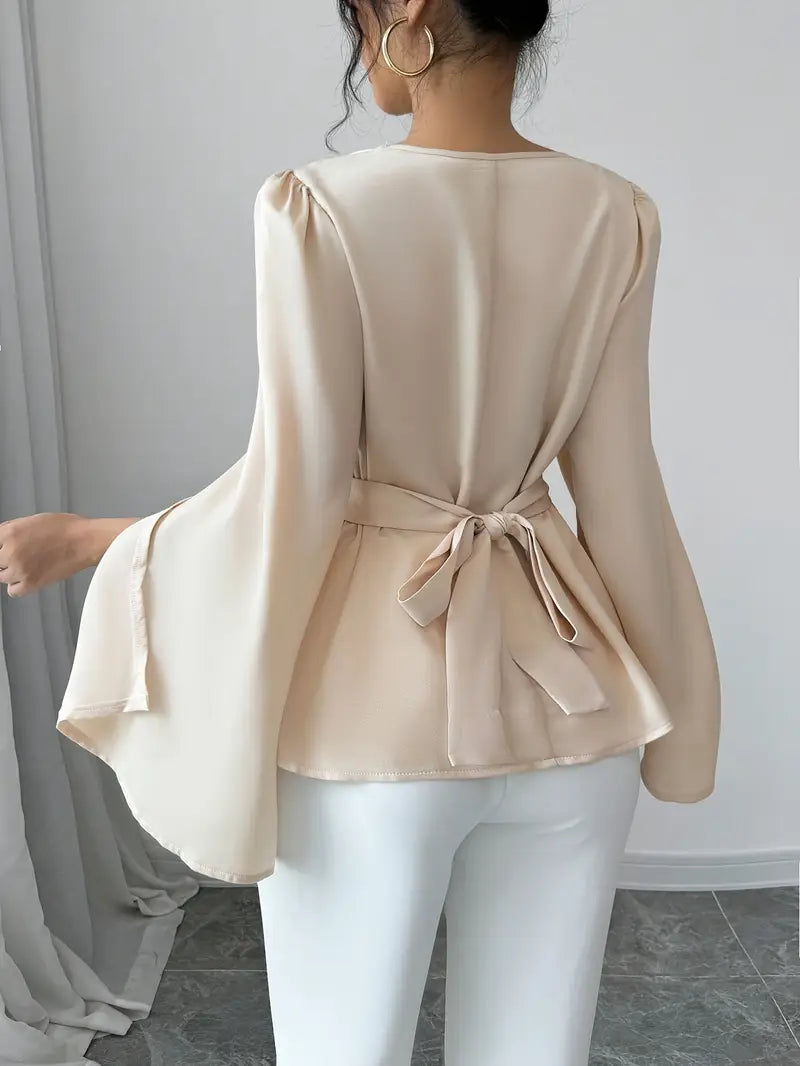Lavender - Satin Peplum Top