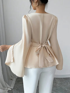 Lavender - Satin Peplum Top