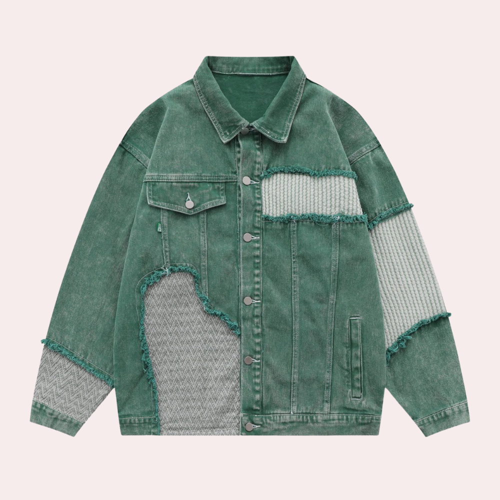 Jarvis - Patchwork Denim Jacket — Green