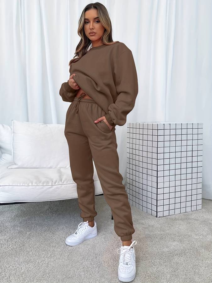 Clementine - Cotton Sweat and Jogger Set — Brown